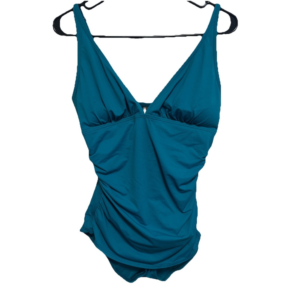 Tommy Bahama Women's Blue One-Piece V-neck Swimsuit Size 14